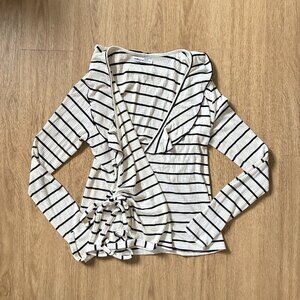 Black and White Striped Wrap Top